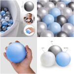 PLUSH NEST PLUSH NEST Míčky do suchého bazénu Ø 6 cm 200 ks (perleťové, stříbrné, perleťově světle modré)