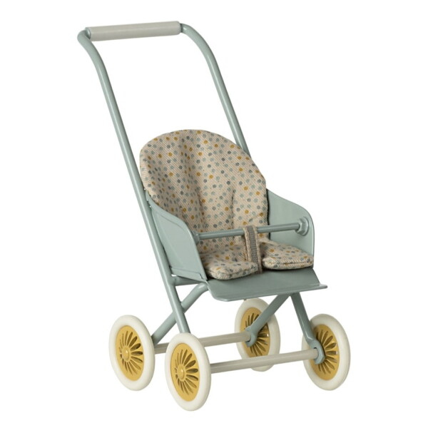 Maileg Kočárek pro zvířátka Maileg Micro Mint / Yellow, zelená barva, kov