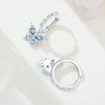 Stříbrné náušnice s motivem modrého motýla - stříbro 925/1000, Modrá