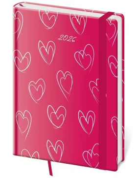 Diář 2026 denní A5 Vario - Hearts s gumičkou