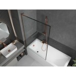 MEXEN/S - Next L vanová zástěna FIX 100 x 150, černá vzor, růžové zlato 895-100-000-03-70-60
