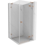 MEXEN/S - Lunar L sprchový kout dveře křídlové pravá 80 x 80, transparent, měď kartáčovaná 834L-080-080-65-00-P