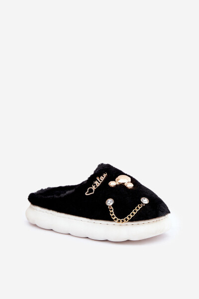 Chlupaté Pantofle S Přívěsky Černé Ivelfedi 36/37