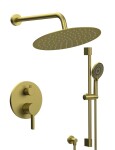 SAPHO - ICONIC podomítkový sprchový set s pákovou baterií, 2 výstupy, posuvný držák sprchy, zlato mat AF042GB-02