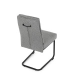 Židle jídelní, taštičkové pružiny v sedáku, madlo na opěráku, světle šedá látka, černý kov