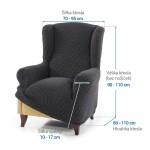 Super strečové potahy NIAGARA antracitová křeslo ušák (š. 70 - 95 cm)