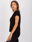 Černé dámské tričko s krátkým rukávem basic z bavlny Arlette