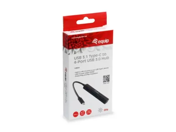 Equip USB-C Hub 4 port / Kabelový USB hub / 4× USB-A 3.2 / 5 Gbps (128954)
