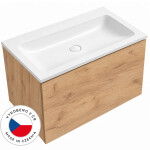 CERANO - Koupelnová skříňka Adele - dub zlatý Craft + umyvadlo z lit. mramoru Amati - bílá matná - 100,8x41,5x46,8 CER-035618