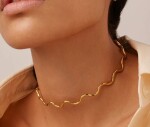 ELENYS Wawe – pozlacený náhrdelník 18K žluté zlato Průměr chokeru: 12,3 cm (nastavitelný / roztahovací)