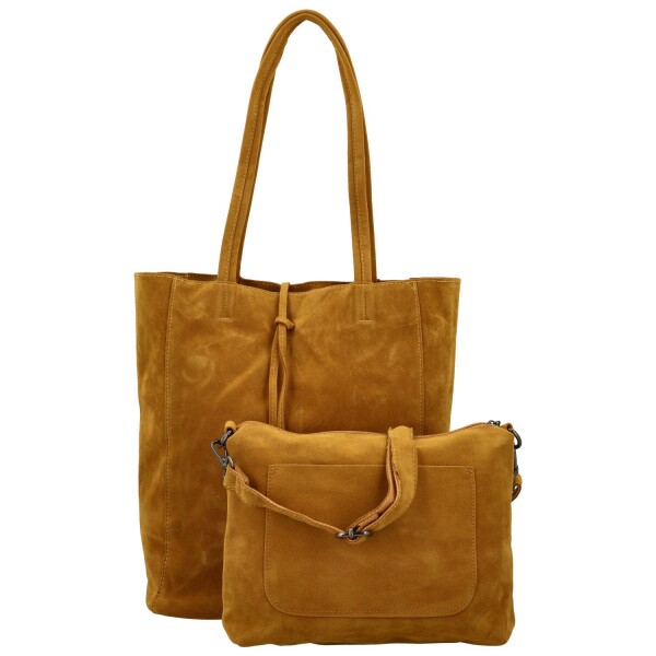 Trendy dámský koženkový set kabelek Oktavie, žlutý