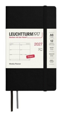 Týdenní plánovač Black, Pocket A6 2027, Softcover, anglicky