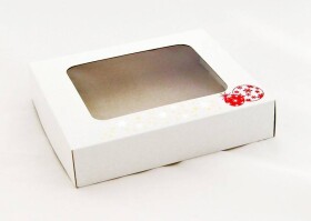 Dortisimo Vánoční krabice na cukroví bílá s tříbarevnou ražbou (18 x 15 x 3,7 cm)