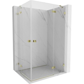MEXEN/S - Lunar Duo sprchový kout dveře křídlové pravá 100 x 70, transparent, zlato 834-100P-070L-50-00