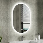 Erga Demi, oválné LED zrcadlo 60x90cm, 3 barvy světla, přední osvětlení, topná podložka proti zapaření, ERG-V01-Demi-6090-CL ERG-V01-DEMI-6090-CL