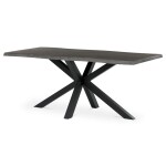 Stůl jídelní, 180x90x75 cm, MDF deska, dekor šedý dub, kovová noha ve tvaru hvězdy, černý lak