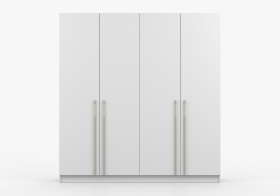 Šatní skříň Kaszmir 4D Rozměry: 200 cm, Pásky / úchyty: Zlatý, Barva korpusu + barva dveří: Bílá