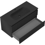 MEXEN/S - Rivel koupelnová skříňka 100 cm s umyvadlem Vela, 2 zásuvky, reliéf , černá mat 91A20-10047-2-BFF71-W23M71