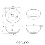 CERANO - Umyvadlo z litého mramoru Ovalo - na desku - bílá matná - 40x40 CER-WB24