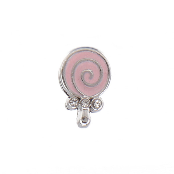 Korálek z nerezové oceli - platinový - lízátko - 10,5 x 7 x 5 mm - 1 ks