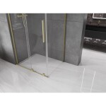 MEXEN/S - Velar L sprchový kout, posuvné dveře 90 x 80, transparent, zlato kartáčovaná 871-090-080-03-55