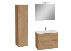Koupelnová sestava s umyvadlem 80 cm včetně umyvadlové baterie, vtoku a sifonu VitrA Mia zlatý dub KSETMIA80D KSETMIA80D
