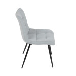 Židle jídelní, stříbrná látka, černý kov