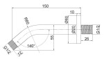 HOPA - Držák hlavové sprchy ze zdi, kulatý, délka 150 mm BAPG8801