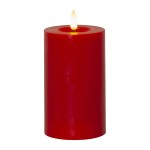 STAR TRADING LED svíčka Flamme Flow Pillar Red 15 cm, červená barva, plast, vosk