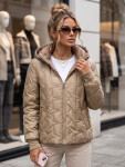 Dámská přechodová bunda s odnímatelnou kapucí, barva kamelová, FashionStreet TY5780 XL