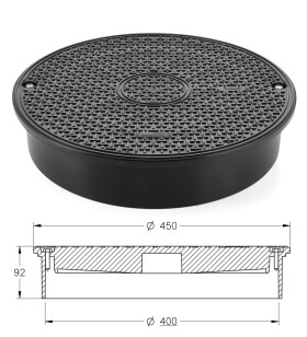 MIDAS Poklop plastový A15 se zátěží do 7,5t (75kN), DN 400 (pouze na hladkou rouru)