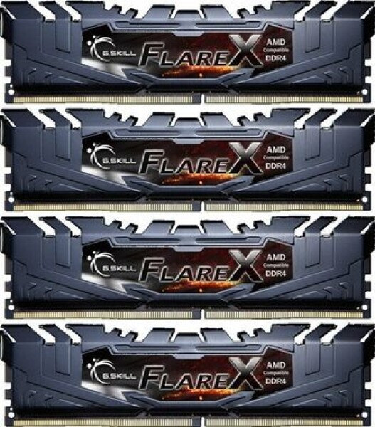 G.SKill FlareX AMD 64GB (4x16GB) 3200 MHz černá / DDR4 / CL16-18-18-38 / 1.35V / XMP 2.0 (F4-3200C16Q-64GFX)