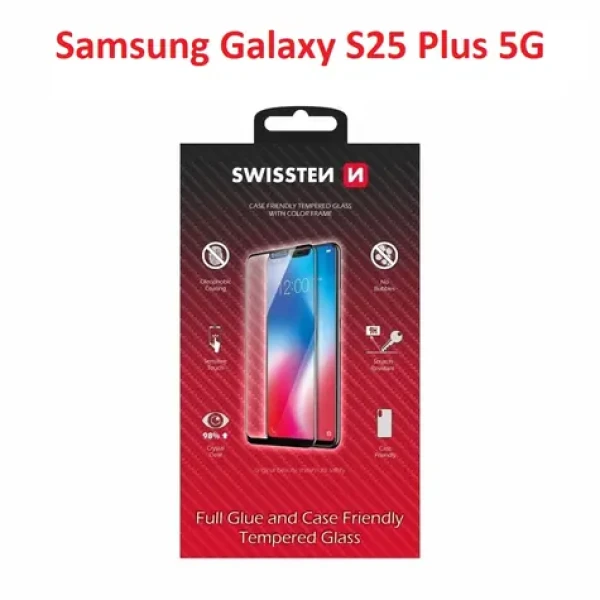 SWISSTEN FULL GLUE COLOR FRAME CASE FRIENDLY sklo pro SAMSUNG S936B GALAXY S25 PLUS 5G černá (54501871)
