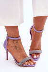 Semišové Sandály Na Vysokém Podpatku S Kamínky fialove Moments 37