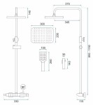 REA - Sprchový set s baterií 150mm Lungo termostat ROB kartáčovaná nikl REA-P6624