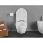 MEXEN/S - Lena Závěsná WC mísa Rimless Tornado včetně sedátka s slow slim, duroplast, bílá lesk 30224000T