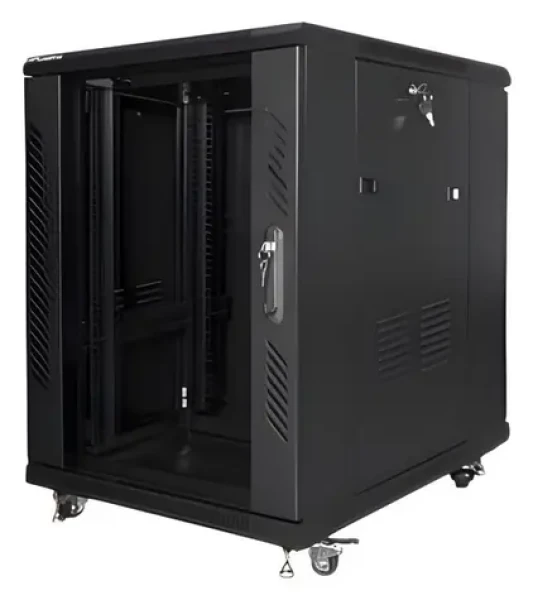 Lanberg 15U 19" černá / Stojanový rozvaděč / 600×800 mm / Flat pack / Volně stojící (FF01-6815-12B)