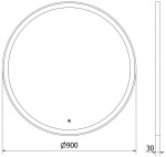 MEXEN - Esso zrcadlo s osvětlením 90 cm, LED 6000K černý rám 9825-090-090-611-70