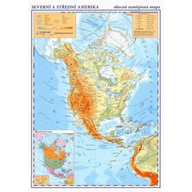 Severní střední Amerika příruční obecně zeměpisná mapa