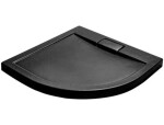 BESCO - Set čtvrtkruhový kout ZARYA BLACK + vanička AXIM STONE EFFECT - Barva rámu - Černá, Rozměr A - 80, Rozměr B - 80, Výplň - Čiré bezpečnostní sklo - 5 mm BCZBAXS80190