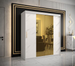 Šatní skříň Abi Golden T1 Barva korpusu: Bílá, Rozměry: 200 cm, Dveře: Bílý mramor se zlatým zrcadlem