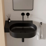 OMNIRES - OVO M+ umyvadlo na desku/závěsné - levé, 64 x 44 cm, black lava mat; OVO645UWLBLV