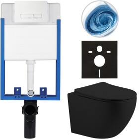 CERANO Kompletní WC set Profi/Cesso - černá matná - WC tlačítko Slim/Bílá - pro zazdění - 49x36 cm - 8050BD108