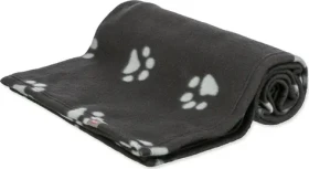 TRIXIE BARNEY 150x100 cm černá s bílými tlapkami / Deka pro psy / Fleece / Praní 60 °C (G14-37182)