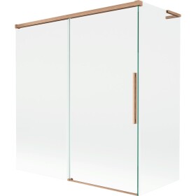MEXEN/S - Rox L vanová zástěna 2-křídlová posuvná 150 + 70 x 150, transparent, měď kartáčovaná 8C9L-150-070-65-00