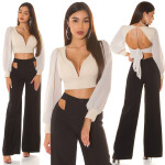 Sexy KouCla crop top s dlouhým rukávem white Einheitsgroesse