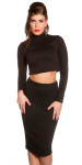 Sexy KouCla dlouhý rukáv crop top břicho zdarma black