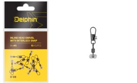 Delphin Karabinka s obratlíkem Inline head swivel with Interlock D-03 Velikost S 10ks (969D03004)