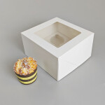 Cake star Bílá krabice s průhledným víkem na 4ks muffinů