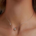 Stříbrný náhrdelník Neoma - 0,5 ct MOISSANITE + CERTIFIKÁT, Stříbrná 45 cm certifikát GRA, hadřík na čištění stříbra, dárková krabička